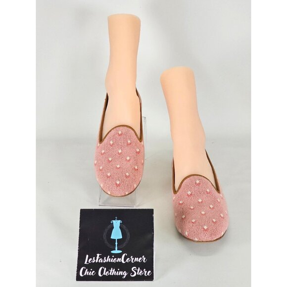 Zalo Women's Pink Flower Print Slip-On Loafers With Brown Leather Trim Sz 8 191 - Picture 2 of 14